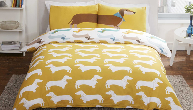 Reversible Sausage Dog Duvet Set - 3 Sizes