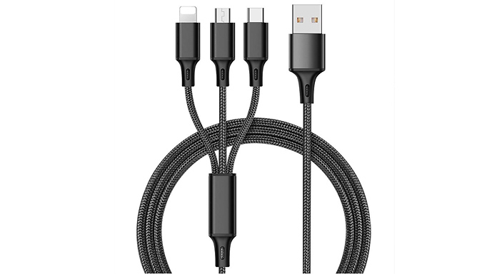 3-in-1 USB Fast Charging Cable - 4 Colours