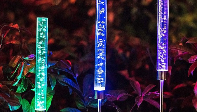 Outdoor LED RGB Solar Bubble Light Stakes - 1 or 2 Pack