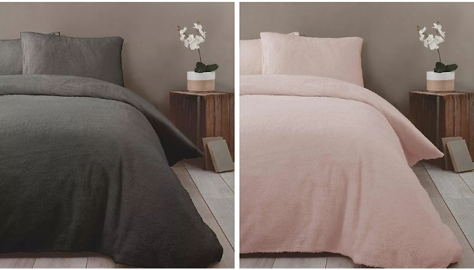 Sherpa Fleece Fur Duvet Cover Bedding Set - 4 Colours & 3 Sizes