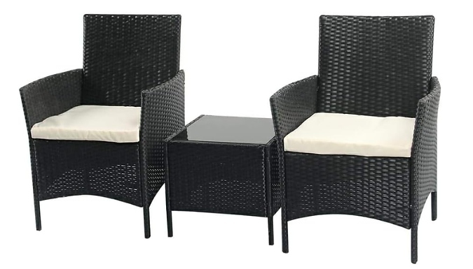 3-Piece Rattan Patio Table & Chairs Set