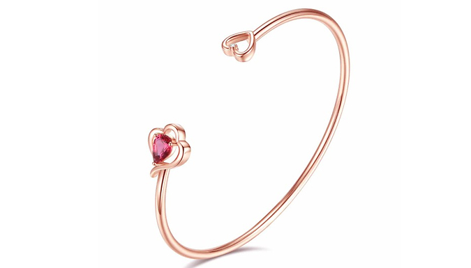 Diamond & Pink Crystal Rose Gold Plated Bangle