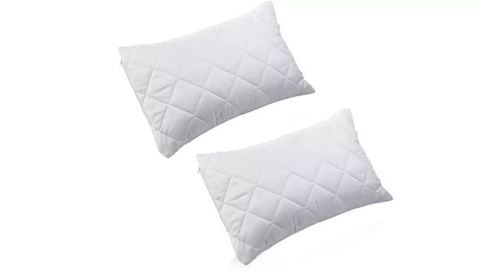 Quilted White Zipped Pillow Protectors - 2-Pack