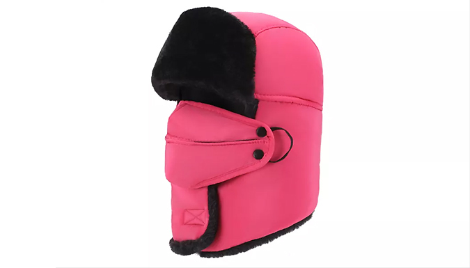 Faux Fur Lined Ski Hat with Face Covering - 4 Colours