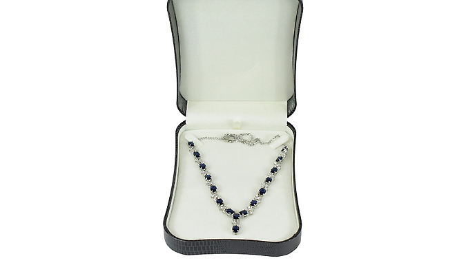 Blue Gemstone & Created Diamond Love & Kisses Necklace