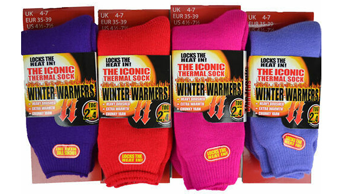 3 Pairs 2.4 TOG Thick Winter Warmer Socks - 2 Colours & 2 Sizes