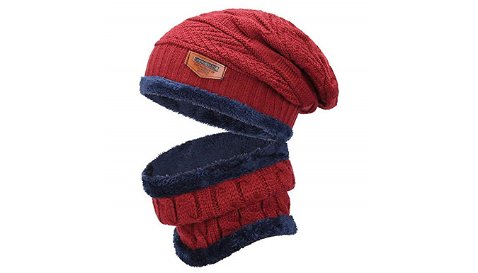 Unisex Knitted Hat & Neck Warmer Set - 3 Colours