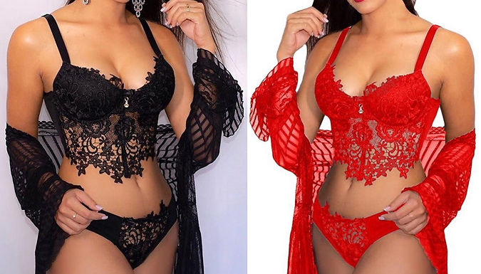 Women's Lace Lingerie 2-Piece Set - 2 Colours & 5 Sizes