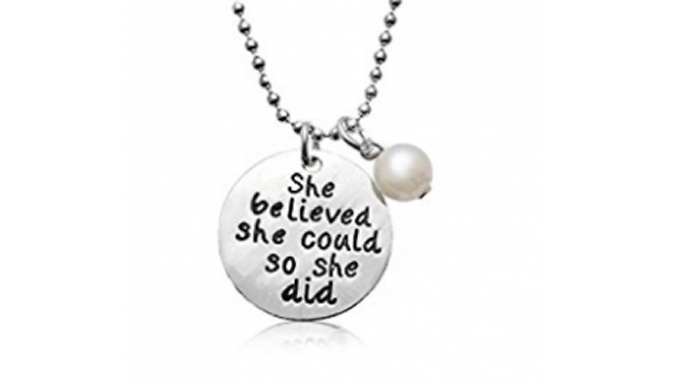 'She Believed She Could' Quote Necklace