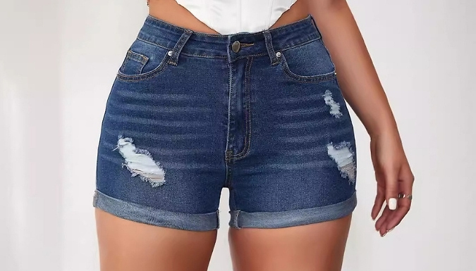 Women’s Cuffed Denim Shorts - 2 Colours & 6 Sizes