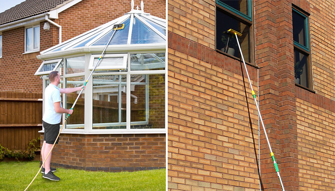 NEW 3.5M TELESCOPIC WINDOW CLEANER CONSERVATORY GLASS CLEANING KIT