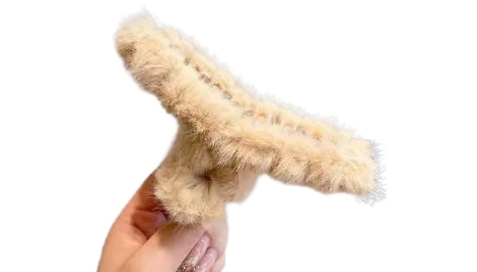5 Pack of Extra Large Fluffy Hair Claws from Go Groopie