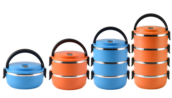1, 2, 3 or 4-Layer Portable Thermal Insulated Food Container - 3 Colours