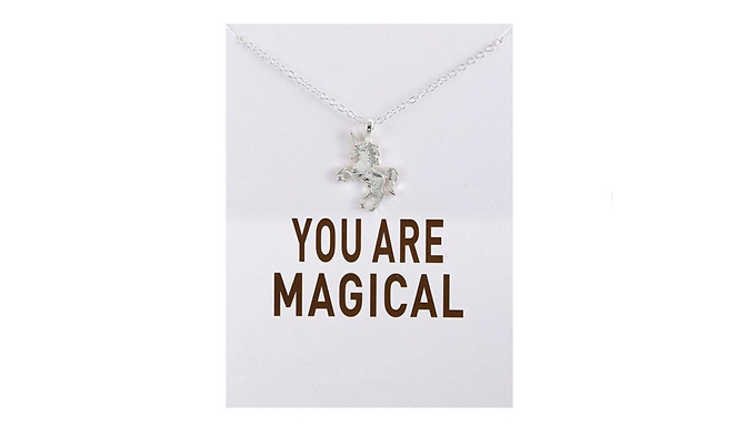 'You Are Magical' Unicorn Necklace Gift Card - Gold or Silver