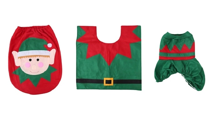 Christmas Themed Toilet Cover & Mat - 3 Designs