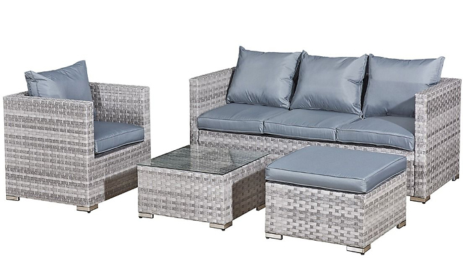 Rattan Dove Grey 5 Seat Lounge Sofa Set