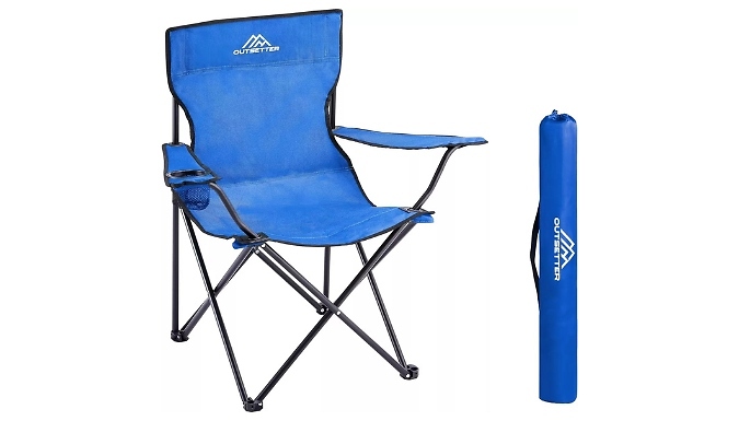 Foldable Camping Chair with Cup Holder & Side Pocket