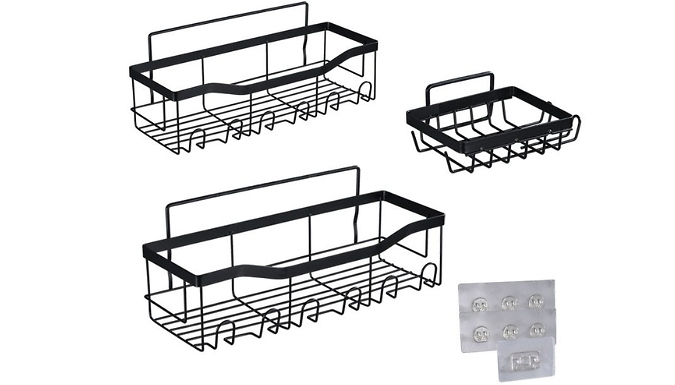 3-Pack of Self-Adhesive Shower Caddies