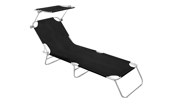 Reclining Sun Lounger With Sunshade - 3 Colours