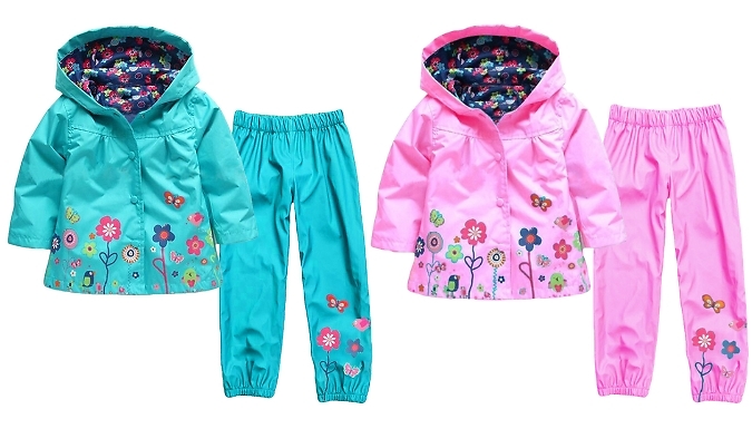 Kids Waterproof Hooded Jacket & Trouser Set - 7 Colours, 5 Sizes