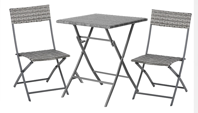 Outsunny 3-Piece Rattan Bistro Table & Chairs Set