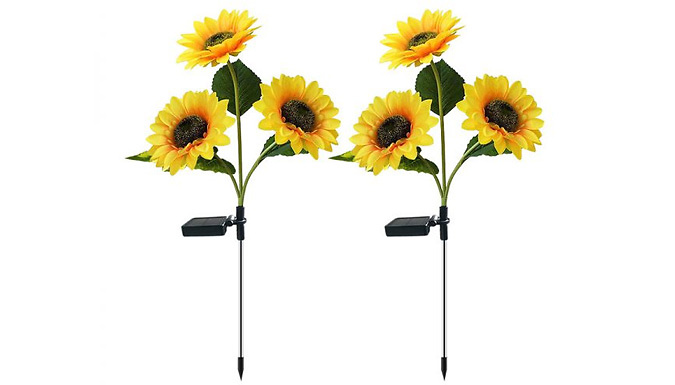 2 Pack Solar Sunflower Lawn Lamps