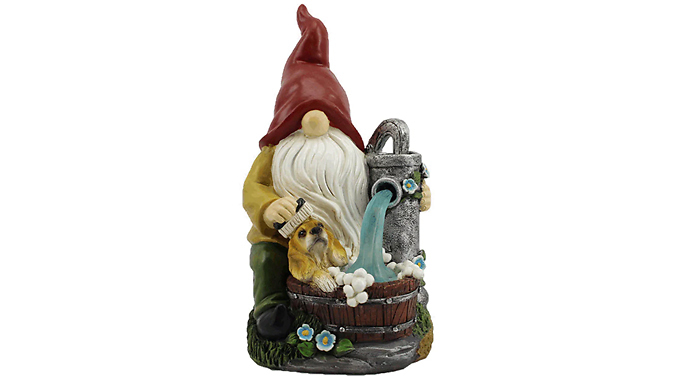 Garden Gnome & Dog Solar Light-Up Ornament