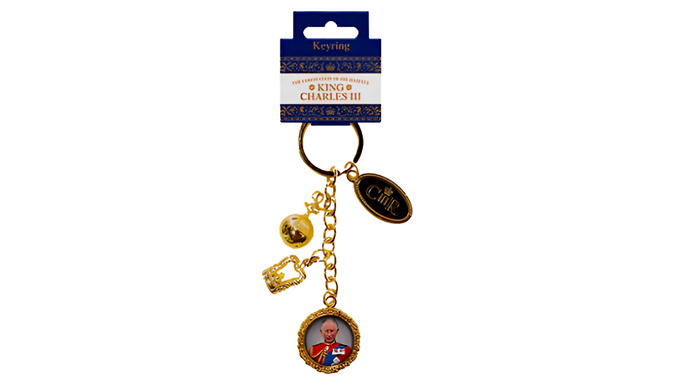 King Charles III Coronation Charm Stainless Steel Keyring