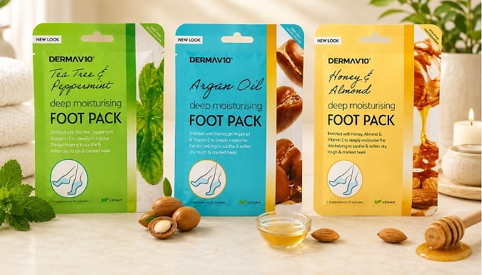 Derma V10 Foot Mask Sets in 3 Scents - 1, 2, 3, 4 or 5-Pack