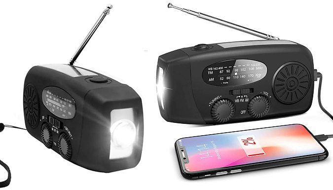 3-in-1 Wind-Up Radio, Flashlight & Powerbank