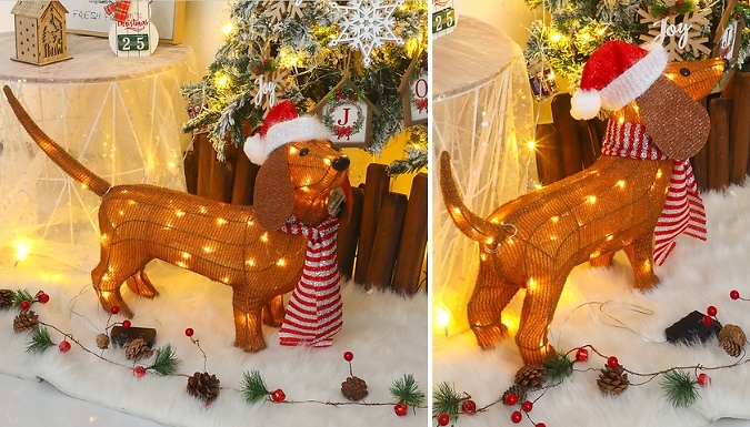 LED Christmas Dog Outdoor Statue