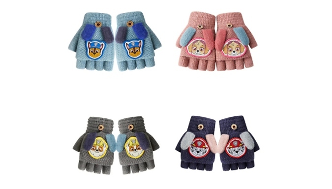 Children's Cartoon Dog Fingerless Flap Gloves - 12 Designs!