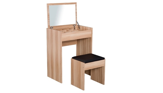 HOMCOM Dressing Table with Mirror and Stool
