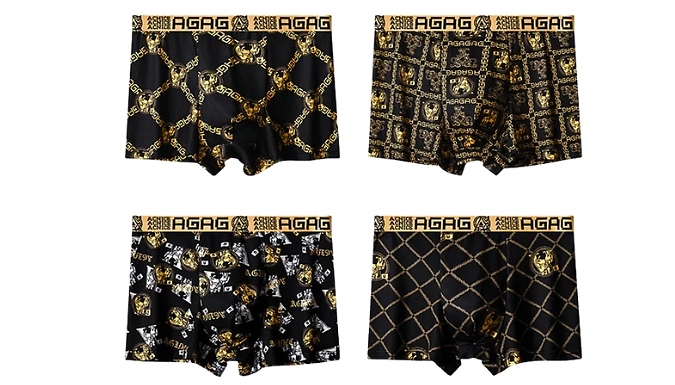 4-Pack of Men's Black & Gold Boxer Briefs - 3 Sizes!