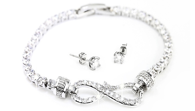 Arabella Bracelet & Earrings Set Encrusted with Crystals from Swarovski - 2 Colours