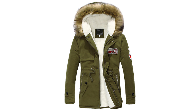 Men's Faux-Fur Winter Hooded Jacket - 4 Colours & 5 Sizes