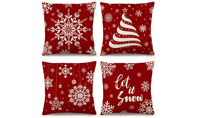 4-Pack of Christmas Snowflake Cushion Covers - 18-Inches