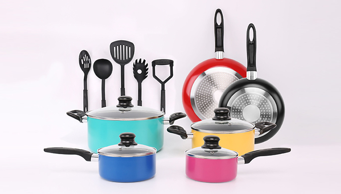 15-Piece Multicolour Non-Stick Induction Cookware Set