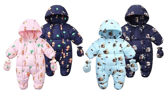 Baby Hooded Snowsuit with Gloves - 11 Designs, 4 Sizes