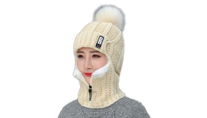 Zip-Up Hooded Winter Hat - 6 Colours