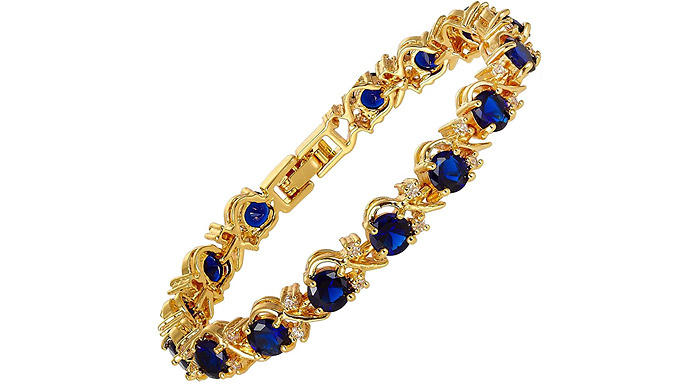 Blue Gemstone & Created Diamond Cluster Bracelet