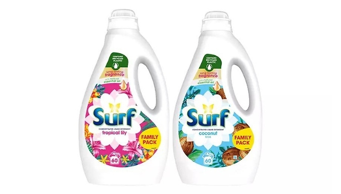 2 or 4-Pack Surf 1.62L Concentrated Liquid Laundry Detergents - 2 Scents!