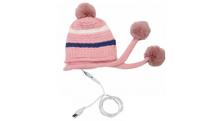 Heating Knitted Beanies with Pompom - 4 Colours