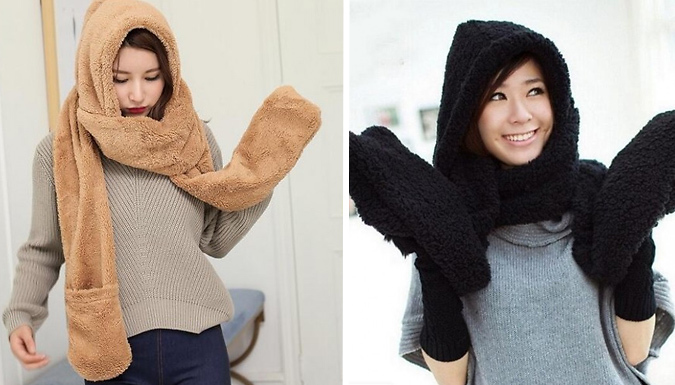 3-in-1 Women's Winter Scarf With Glove Pockets - 7 Colours