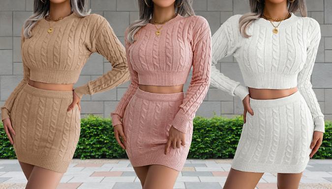 Sweater crop top hot sale and skirt set