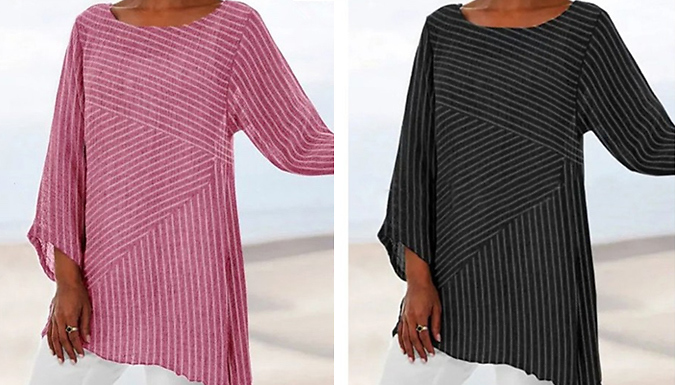 Summer Striped Asymmetric Blouse - 6 Sizes & Colours from Go Groopie IE