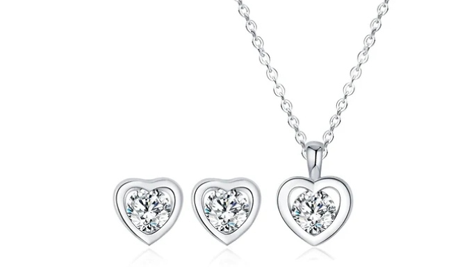 Heart Pendant & Earring Set - Encrusted with Crystals from Swarovski!