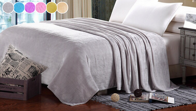 Pollyjoy Soft Thick Pure Colour Blankets - 6 Colours & 3 Sizes