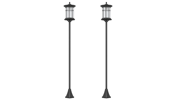 2-Pack of Outsunny 1.8m Traditional-Style Solar Lamp Posts