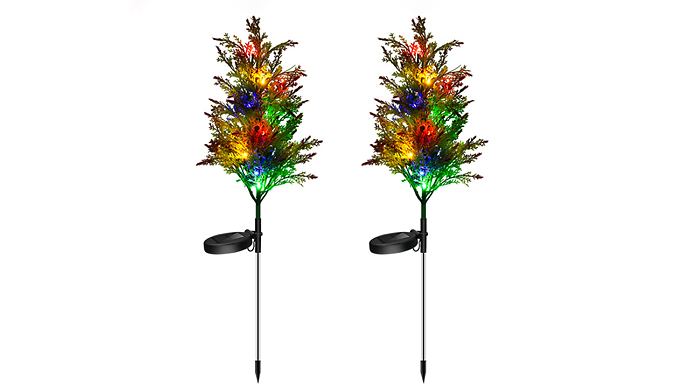 2-Pack of Multicolour Flickering Pine Tree Garden Lights